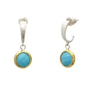 gurhan two tone turquoise huggie earrings